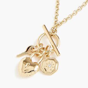 NWT J.Crew Factory Lock, Key and Heart Charm Necklace 30"
